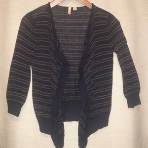 3/4 Sleeve Navy / Tan Striped Cartigan